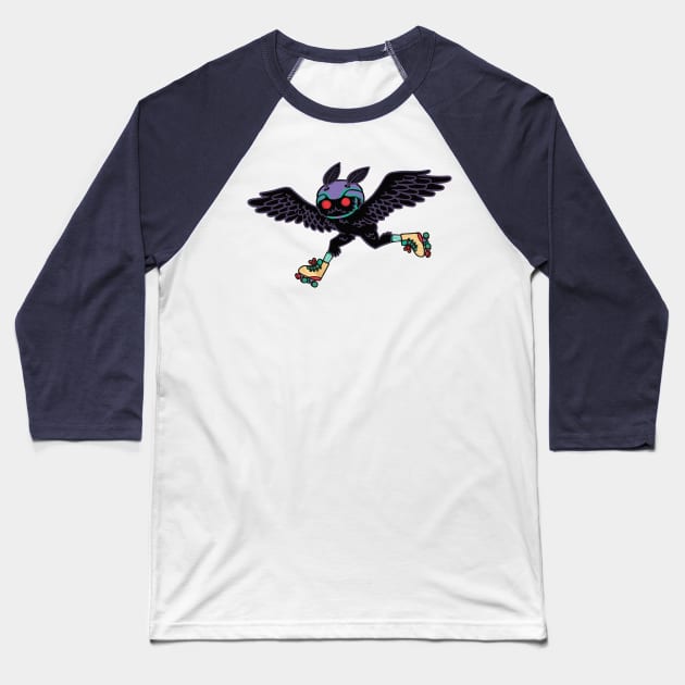 Unreals on Wheels: Moth Man Baseball T-Shirt by Soft Biology